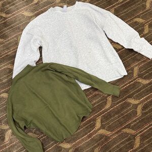 Light Gray and Olive Green Sweatshirt Duo